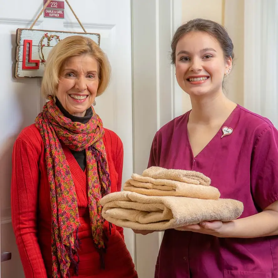 Bear Hollow Estates women given towels to women