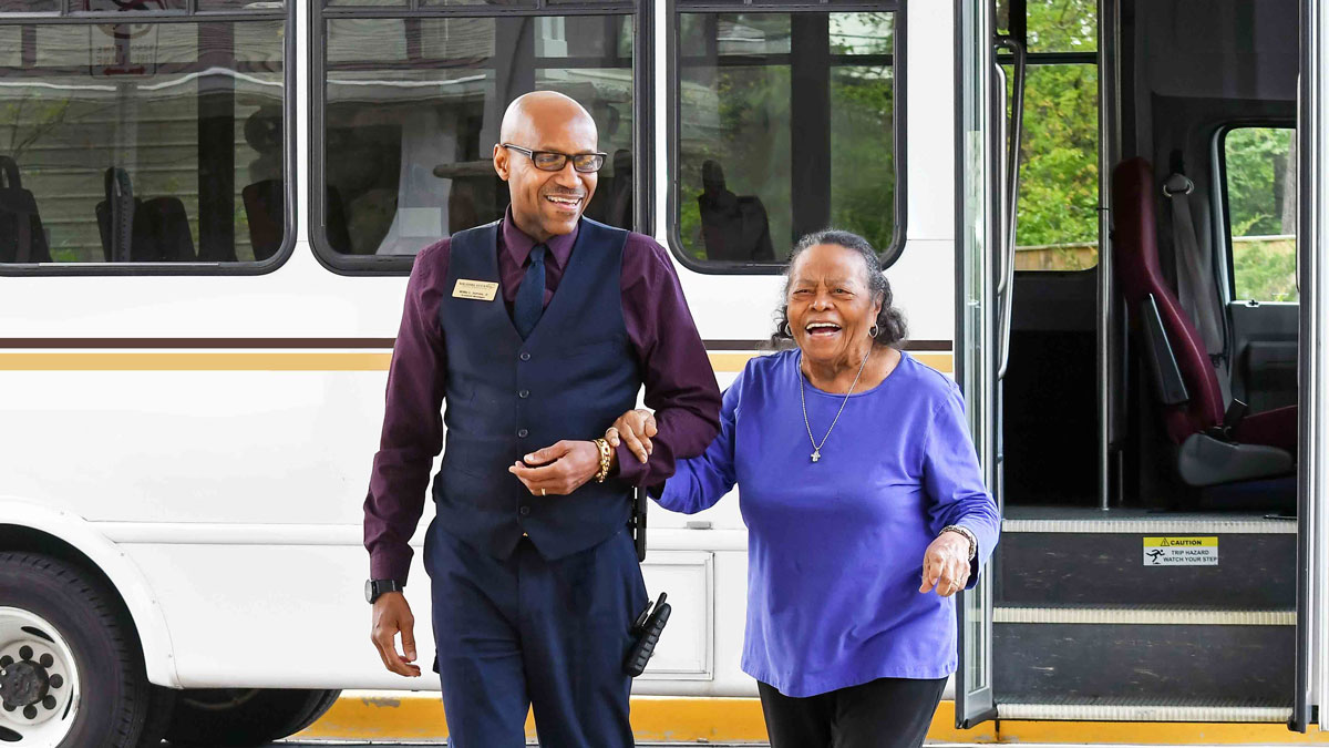 Bear Hollow Estates residents on bus